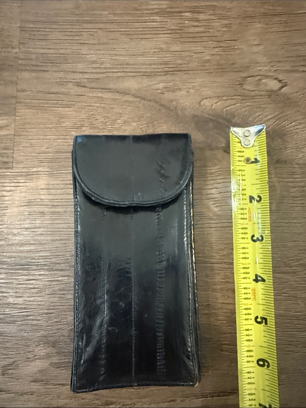 Vintage Eelskin Black Leather Eyeglass or Sunglass Case wallet cigarette holder